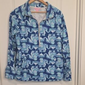 Lilly Pulitzer Blue and White Patterned Top